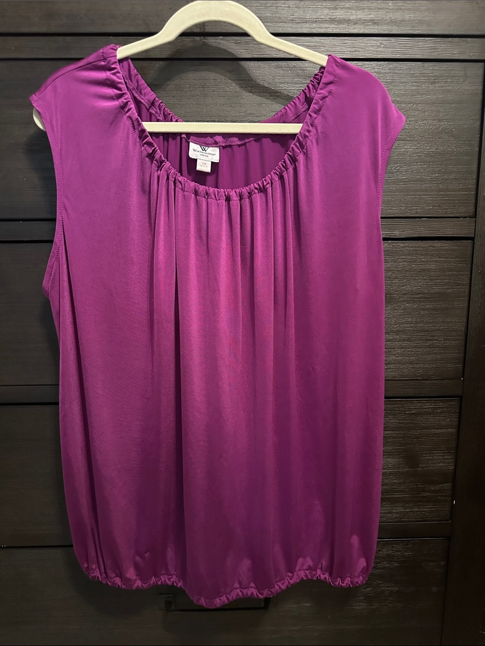 Worthington Women's Sleeveless Gathered Neck Top - Magenta